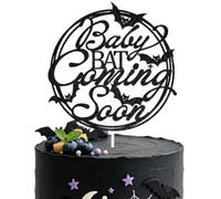 LYTGRG Baby Bat Coming Soon Cake Topper Gothic Baby Shower Decorations | Spooky Baby Shower Decorations Halloween Baby Shower Decorations We Created a Monster Gender Reveal Decorations Black
