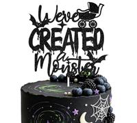 LYTGRG We've Created A Monster Cake Topper Halloween Baby Shower Decoration | Spooky Baby Shower Decorations A Baby is Brewing Halloween Baby Shower Decorations Spooky Gender Reval Decorations Black