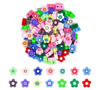 LYTIVAGEN 200 Pcs Flower Beads for Crafting Colorful Jewellery - Soft Ceramic, Polymer Clay, Cute Flower Charms for DIY Bracelet, Necklace