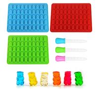 LYTIVAGEN 3 Pack Silicone Gummy Moulds, Mini Bear Candy Mould Nonstick Sweet Mold Gumdrop Jelly Molds Candy Chocolate Molds with 3Pcs Droppers for Sweets Ice Cube Jelly Cookie Fondant Cake Decor