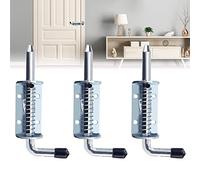LYTIVAGEN 3 PCS Spring Loaded Latch Spring Latch Lock Spring Bolt 128 mm Barrel Bolt Metal Lock with Grip Slide Bolt Door Barrel Bolt Lock Heavy Duty Spring Latch Pin for All Types of Interior Doors