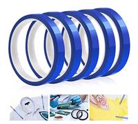 LYTIVAGEN 5 Rolls Heat Resistant Tape, 10mm x 33m Heat Tape Sublimation Blue High Temperature Tapes No Residue Thermal Transfer Tapes for Electronics 3D Printers Soldering Masking DIY Crafts