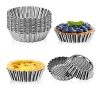 LYTIVAGEN Pack of 20 Mini Egg Cake Moulds, Stainless Steel, Non-Stick Coating, Small Muffin Cupcake Tartlets Moulds