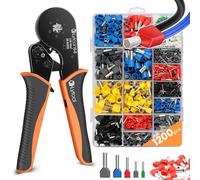 Lytool 0.08-16mm² Hexagonal Bootlace Ferrule Crimping Tool Kit | Wire Crimping Tool Self-Adjustable Ratchet Crimping Pliers with 1200Pcs Twin Wire Terminal