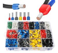 Lytool 0.3-16mm² Twin Ferrules, 1200Pcs Dual Bootlace Ferrule Kit Wire Ferrules Twin Ferrule Connectors Wire Terminal Connector, Insulated Cord Pin End Terminal Great Assortment Ferrules Kit
