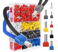 Lytool 0.5-10mm² Twin Ferrules, 750Pcs Dual Bootlace Ferrule Kit Wire Ferrules Twin Ferrule Connectors Wire Terminal Connector, Insulated Cord Pin End Terminal Great Assortment Ferrules Kit