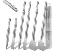 Lytool 6pcs SDS Plus Chisel Set, Pointed & Flat Chisel Bits, Tile Removal & Grooving, Chromium-Vanadium Steel, Rubber Handle