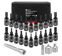 Lytool Torx and HEX Bit Socket Set, 25PCS 1/4" Allen Key Star Sockets, 1/2" & 3/8" Drive Adaptor, for Torque Wrench, Ratchet Wrench, Power Drills