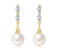 LYTOPTOP Pearl Earrings for Women, Hypoallergenic Gold Pearl Dangle Drop Earrings with Cubic Zirconia, Trendy Dangling Studs Jewellery Gifts for Her