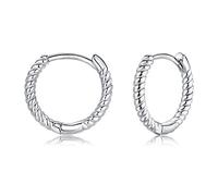 LYTOPTOP Small Silver Hoop Earrings for Women | Sterling Silver Post Hypoallergenic Twisted Rope Hoops Earrings, Tiny Huggies Sleeper Cartilage Earrings for Women Men Girls, 8mm