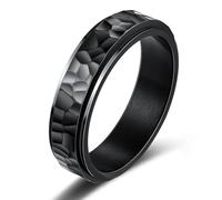 LYTTMAB Hammered Spinner Ring, Fidget Ring for Men, Anxiety Ring for Women, Hammered Ring, Titanium, No Gemstone