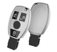 LyTTuu 1 Pcs Car Key Shells for Mercedes Benz W204 W211 2-3 Buttons A B C E Class, Remote Keyring Bag Keychain Holder Key Fob Cover Case Key Case Key Holder Wallet Accessories,Silver