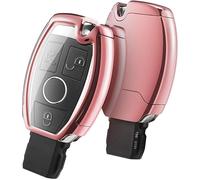 LyTTuu 1 Pcs Car Key Shells for Mercedes Benz W204 W211 2-3 Tasten A B C E Class, Remote Keyring Bag Keychain Holder Key Fob Cover Case Key Case Key Holder Wallet Accessories,Pink