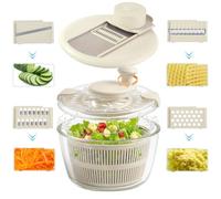 LYTYCJD Borosilicate Glass Large Salad Spinner Vegetable Washer 5.2 Quart BPA-Free Slicer Drain with 5 Chopping Blades Dishwasher Safe Handle Washing and Dehydrating Lettuce Fruit Veggie Bowl