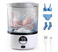 Lytycjd Portable Cordless Mini Washing Machine for Delicates Light Garments Sock 2L lavadora Compact Rechargeable Washer, USB-C LED Timer 2 Wash Modes, White Ideal for Dorms Apartments Travel