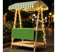 LYUCAYHQ Foldable Wooden Market Stand with Canopy and String Lights, 75" Tall, 220lbs Load, for Craft Fairs Farmers Markets Parties Festivals Beaches(Green,120x60x210cm/47x24x83in)