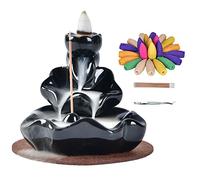 LYUK Incense Burner,Backflow Incense Holder Ceramic Handmade Cencer Tower Holder Home Office Decoration with 10Pcs Free Incense Cones
