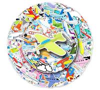 LYunMu 100 Pcs Fighter Plane Stickers, Multicolor, PVC, Smooth Flat Surfaces, Contemporary, Die-cut, Cartoon, Variety Pack, Outdoor, Vinyl Stickers