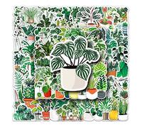 LYunMu 100pcs Green Botanical Plant Stickers for Laptop, Computer, Phone Case, Water Bottle, Skateboard, Scrapbook (Green, Waterproof, Matte, Reusable, Round, Outdoor, All Seasons)