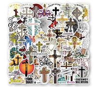 LYunMu 50 Pcs Cross Stickers for Kids Teens Adults Boys Girls Gift,Stickers Pack for Laptop,Skateboard,Luggage,Car,Bike, Cup,Computer,Water Bottle Decor,Jesus Bible Vinyl Waterproof Sticker Decal