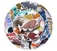 LYunMu 50 Pcs Deep-sea Fish Stickers, PVC Vinyl, Waterproof, Sun Protection, Marine Style, Variety Pack, Outdoor Use, Stickers
