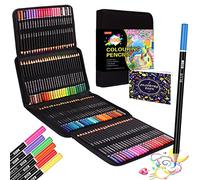 Lyuvie 100 Colouring Pencils Set,Professional Coloured Pencils with Portable Black Case & Colouring Book,Art colouring pencils for Adults Sketching Drawing Shading and Doodling