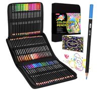 Lyuvie 60 Colouring Pencils Set,Professional Coloured Pencils with Portable Black Case & Colouring Book,Art colouring pencils for Adults Sketching Drawing Shading and Doodling