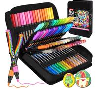 Lyuvie Acrylic Paint Pens Marker, 96 Colours Acrylic Markers for Rock Painting Fabric Glass Pebbles Stone Plastic Metal Wood Ceramic