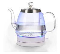 LYUXIANG Glass Electric Kettle,Fast Boil Quiet Glass Electric Kettle,Grade Stainless Steel,1.2L, 1500W,Blue Light Prompt,Automatic Poweroff,360°Rotation,Bass Hot Water,Energy Saving (Color : Clear, S