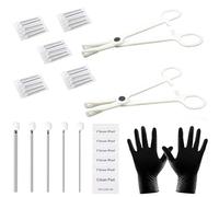 Lyuxzad 35PCS Professional Piercing Kit, Mixed 12G 14G 16G 18G 20G Ear Nose Piercing Needles, 2 Piercing Clamps, 6 Clean Tools, 2 Gloves for Ear Nose Piercing Kit