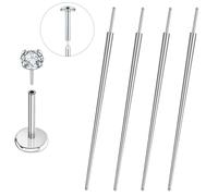 Lyuxzad G23 Titanium Lip Tongue Belly Button Ear Nose Piercing Tool Set of 4, 16G-2pcs+18G-2pcs, Titanium