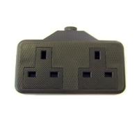 Lyvia Electrical 9433B 2 Gang 13A Trailing Socket, Rubber, Black