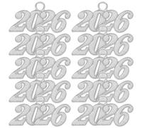 LYVQZPWLR 2026 Charms for Crafts, 2026 Graduation Charms Silver Number Pendants 3.80x1.80x0.20cm Pack Of 100 For DIY Craft