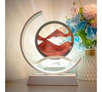 LYVQZPWLR 3D Moving Sand Art Table Lamp, LED Sand Art Table Lamp Night Light Multicolor 25x30cm for Desktop Bedside(Red)