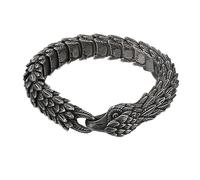 LYVQZPWLR Men's Leather Bracelets, Men's Stainless Steel Viking Raven Eagle Head Bracelet Black Silver 22.5 centimeters(Black-22.5cm)