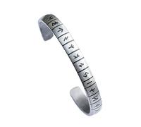 LYVQZPWLR Men's Leather Bracelets, Stainless Steel Viking Cuff Bracelet Futhark Silver 7 cm