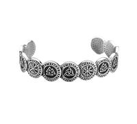 LYVQZPWLR Men's Leather Bracelets, Viking Bracelet Norse Runes Compass Valknut Celtic Knot Stainless Steel Silver Cuff Bangle