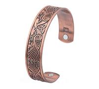 LYVQZPWLR Men's Leather Bracelets, Viking Odin Raven Celtic Knot Adjustable Cuff Bracelet Multicolor(Red Copper)