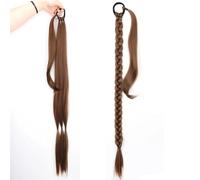 LYVQZPWLRBraiding Hair Extensions, Long Ponytail Hair Extensions Braided Ponytail Synthetic 85Cm With Rubber Band Natural Blonde Black For Women Hairpiece Braids(12)
