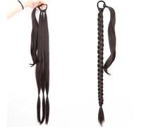LYVQZPWLRBraiding Hair Extensions, Long Ponytail Hair Extensions Braided Ponytail Synthetic 85Cm With Rubber Band Natural Blonde Black For Women Hairpiece Braids(2)