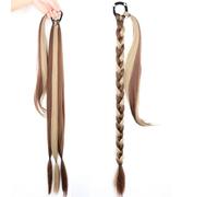 LYVQZPWLRBraiding Hair Extensions, Long Ponytail Hair Extensions Braided Ponytail Synthetic 85Cm With Rubber Band Natural Blonde Black For Women Hairpiece Braids(12H24)