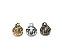 LYVQZPWLRCraft Making, 12pcs/lot 13x10mm Antique Gold Double Sided Shell Charms Pendants Findings For DIY Necklace Bracelet Supplies Accessories YC515(Multicolore)