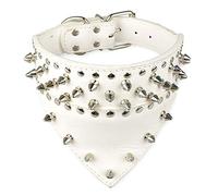 LYVQZPWLRDog Harness No Pull, Basic Dog Leashes Dog Collar Leather Pet Collar With Bandana Neck size(Wit,XL)