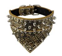 LYVQZPWLRDog Harness No Pull, Basic Dog Leashes Dog Collar Leather Pet Collar With Bandana Neck size(Goldenbrown,M)