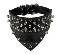 LYVQZPWLRDog Harness No Pull, Basic Dog Leashes Dog Collar Leather Pet Collar With Bandana Neck size(Black,M)