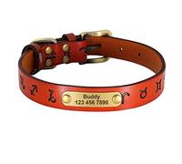 LYVQZPWLRDog Harness No Pull, Dog Traction Rope Leather Dog Collar Personalized Dog Collars Leather Gold Buckle German Shepherd Pet ID Collar(Light Brown,XL)
