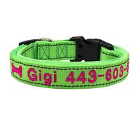 LYVQZPWLRDog Harness No Pull, Dog Training Lead Leash Personalized Reflective Dog Collar Pet Puppy Cat Collar Embroidery Phone Name Collars(Grün,S)