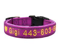 LYVQZPWLRDog Harness No Pull, Dog Training Lead Leash Personalized Reflective Dog Collar Pet Puppy Cat Collar Embroidery Phone Name Collars(Purple,M)