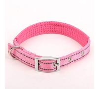 LYVQZPWLRDog Harness No Pull, Dog Training Lead Leash Reflective Dog Collar Nylon Night Safe Collars with foam Padded Metal Adjustable Buckle pet neck(Roze,L)