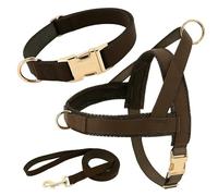 LYVQZPWLRDog Harness No Pull, Personalized Dog Collar Harness Leash Set Custom Collars No Pull Pet Vest For Small Medium Large Pets Walking Lead Rope(Bruin,XS)